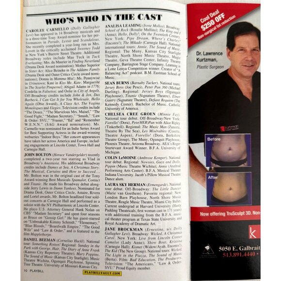 Hello Dolly Playbill December 2019 Aronoff Center Cincinnati Ohio National Tour - Picture 7 of 12